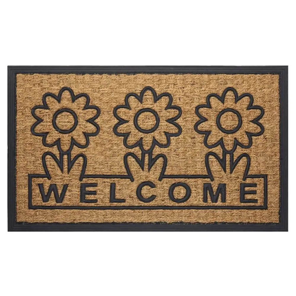 Geometric Entrance Door Mat, 100% Natural Coconut Husk Fibers & Non-Skid